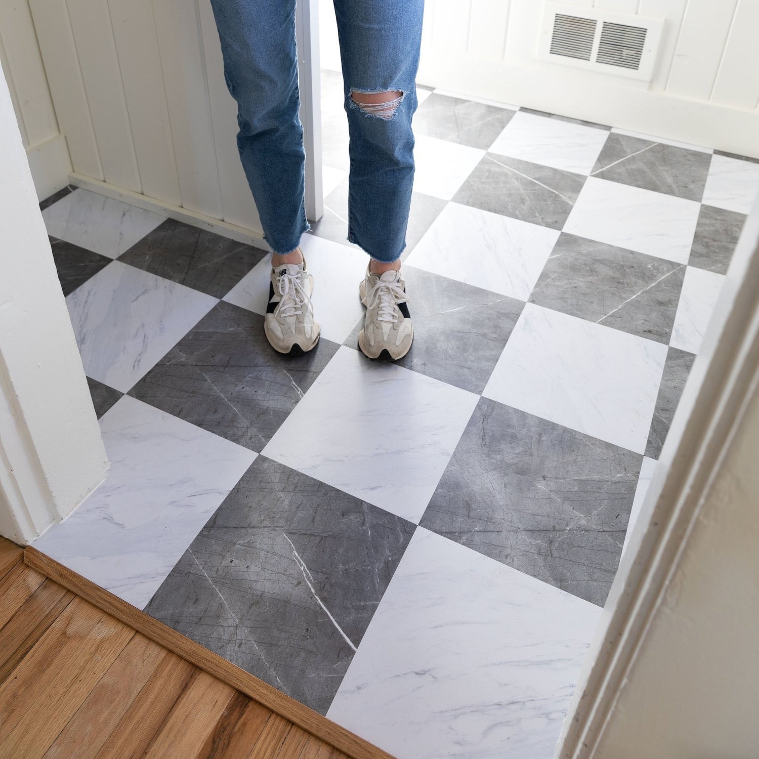 New floors 💁‍♀️ We went with vinyl peel-and-stick tile due to floor height issues - they’re quick and easy to install, budget-friendly, and oh so beautiful 

#LTKHome