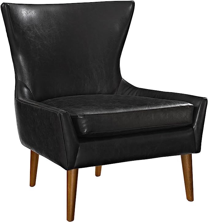 Modern Contemporary Urban Design Living Lounge Room Armchair, Black, Faux Leather | Amazon (US)