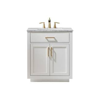 Altair Ivy 30 in. Bath Vanity in White with Carrara Marble Vanity Top in White with White Basin 5... | The Home Depot