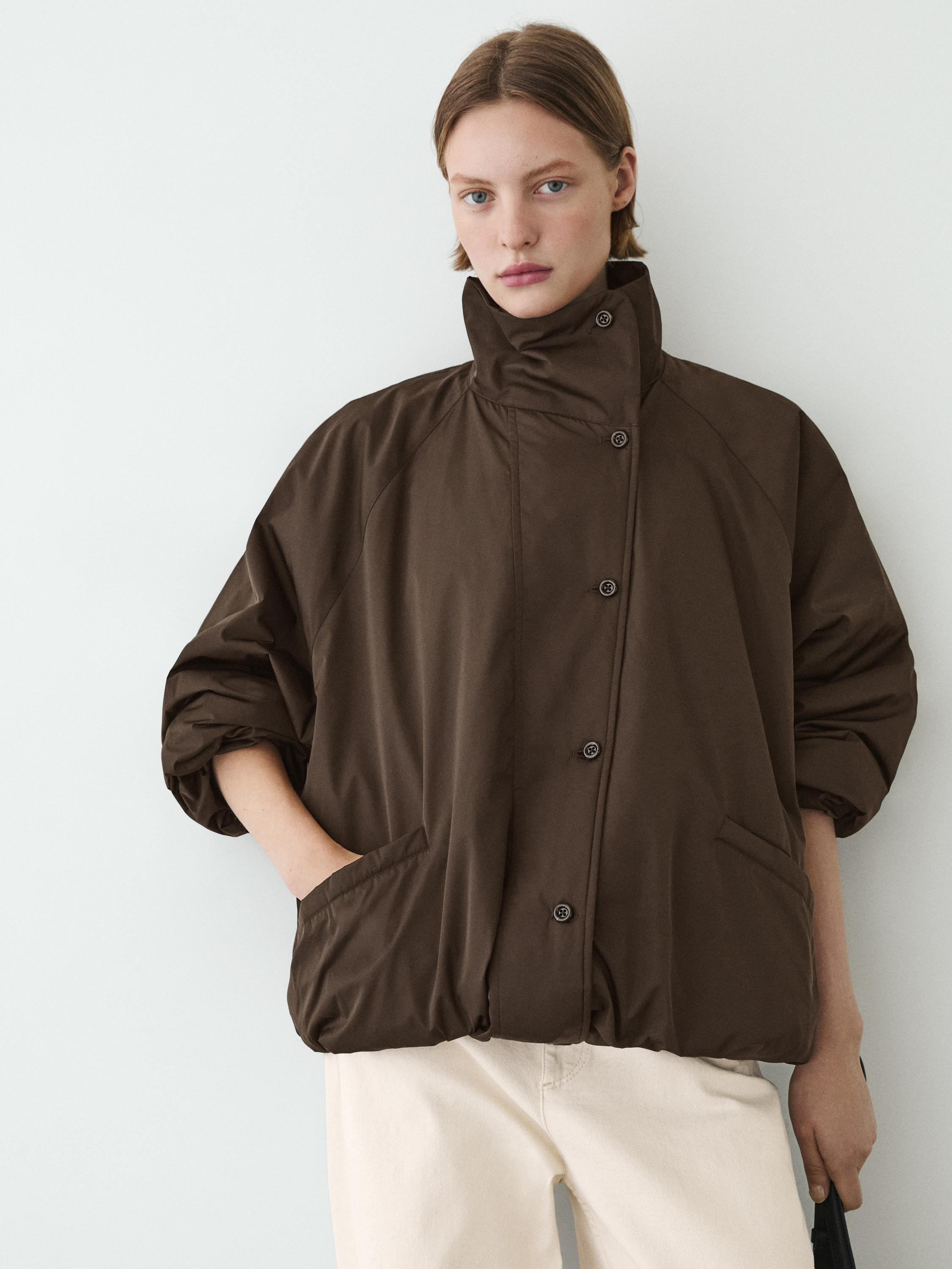 Puffer jacket with pocket details \u00b7 Mole Brown \u00b7 Coats | Massimo Dutti | Massimo Dutti US