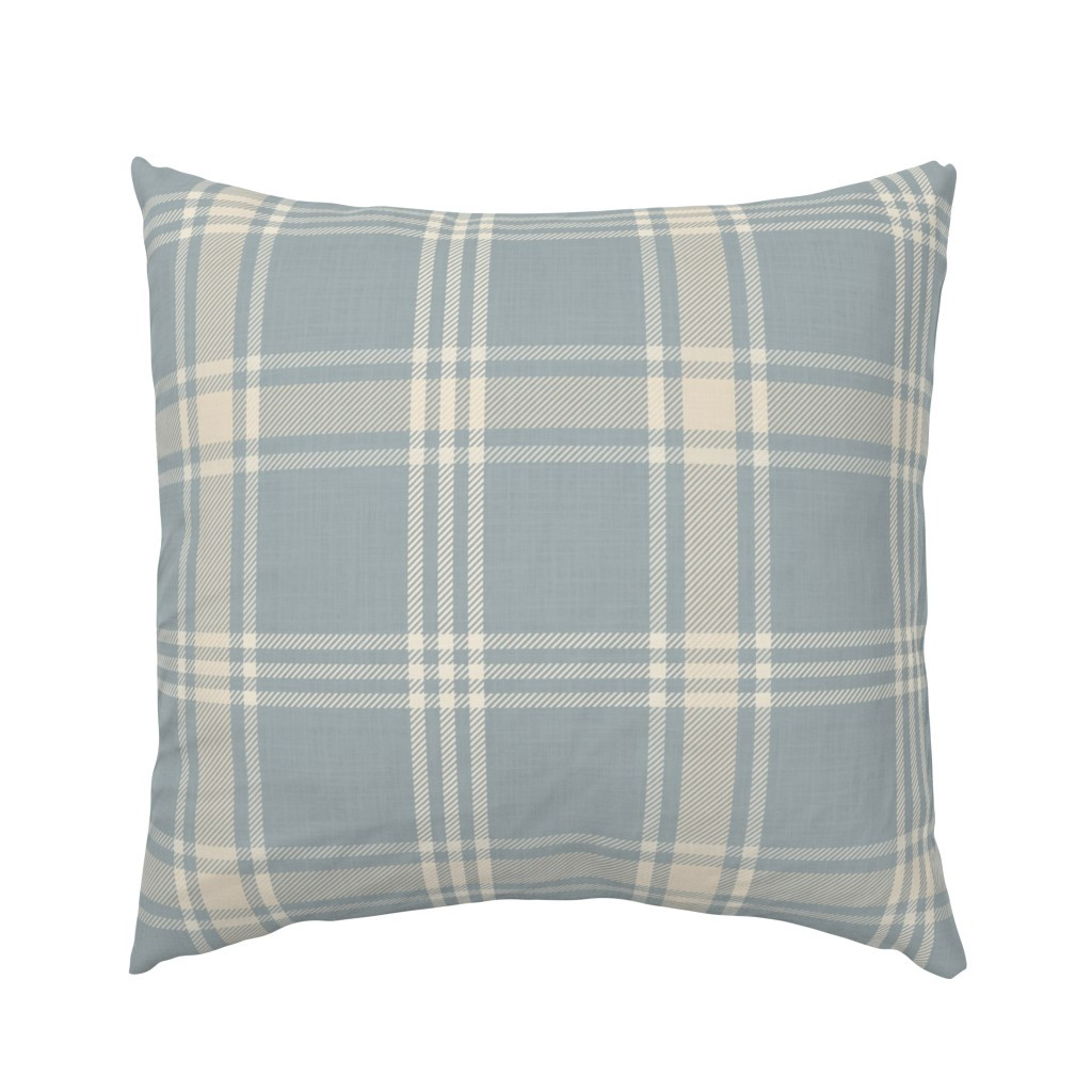 m-Neutral blue tartan plaid beige accent & fabric texture nursery plaid Pillow Sham | Spoonflower | Spoonflower