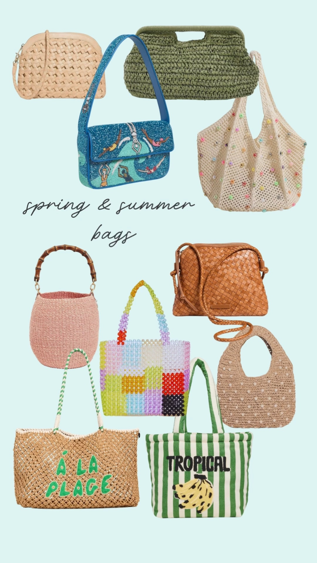 Spring & summer bag edit 🌿

From woven crossbodies to statement beaded totes, these are the bags that instantly elevate your warm-weather outfits. Perfect for beach days, vacations, and everyday summer style.

Everything linked here ✨

#LTKSwim #LTKOver40 #LTKTravel