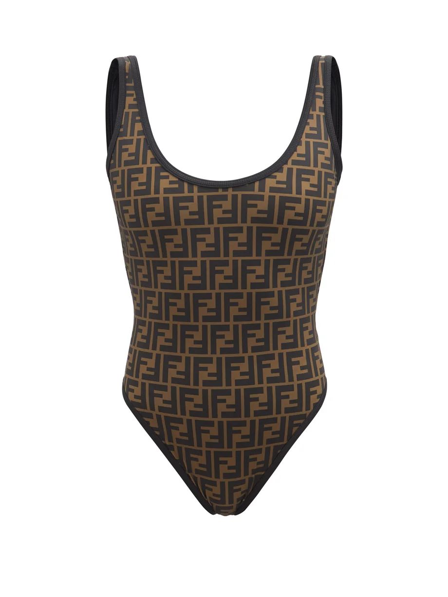 Scoop-neck logo-print swimsuit | Fendi | Matches (UK)