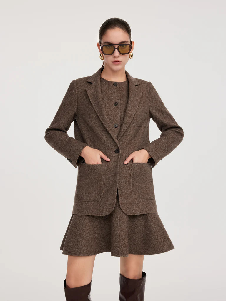 Washable Wool Blazer And Sleeveless Mini Dress Two-Piece Set | GOELIA