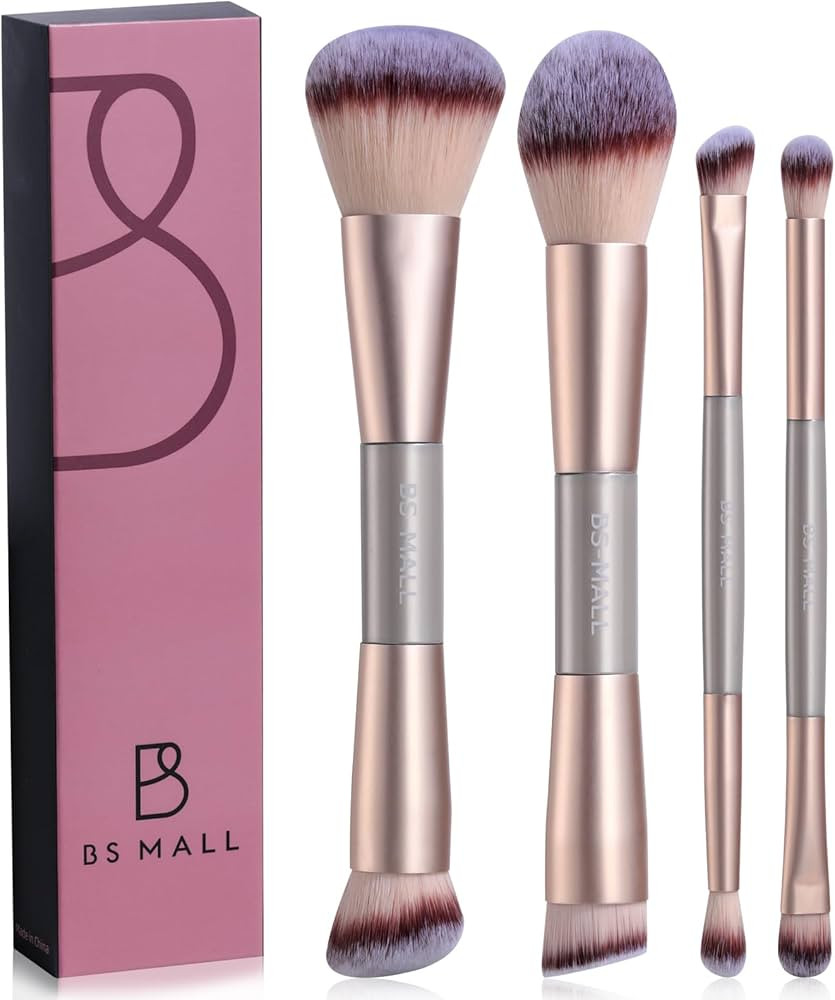 BS-MALL Double-ended Makeup Brush Set 4 Pcs Portable - Professional Luxury Eyeshadow Brush, Conce... | Amazon (US)