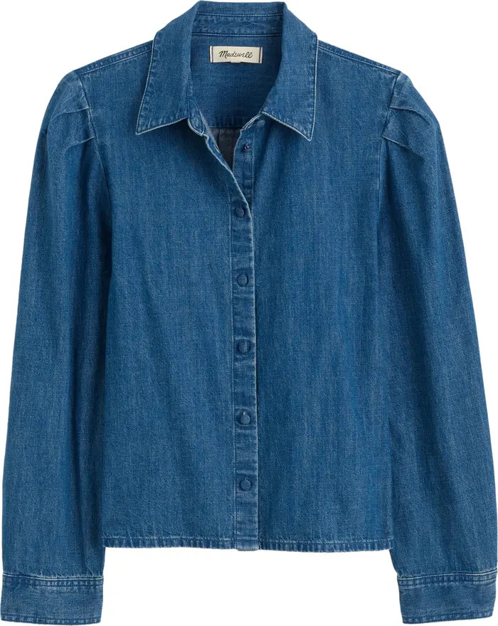 Puff Sleeve Denim Button-Up Shirt | Nordstrom
