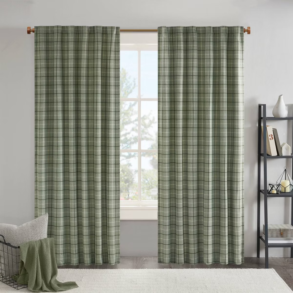 Madison Park Light Filtering Preston Plaid Rod Pocket and Back Tab Curtain Panel with Fleece Lini... | Target