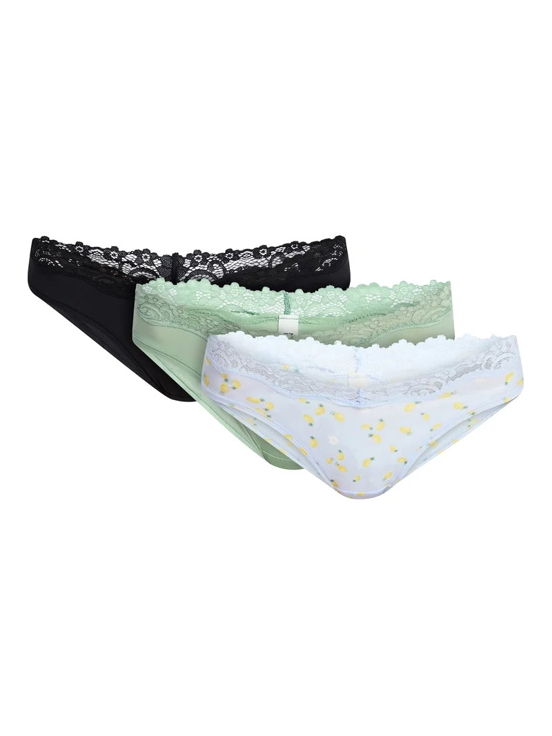 No Boundaries Fit Stretch Lace Thong Panties, 3-Pack, Women's XS-XXXL | Walmart (US)