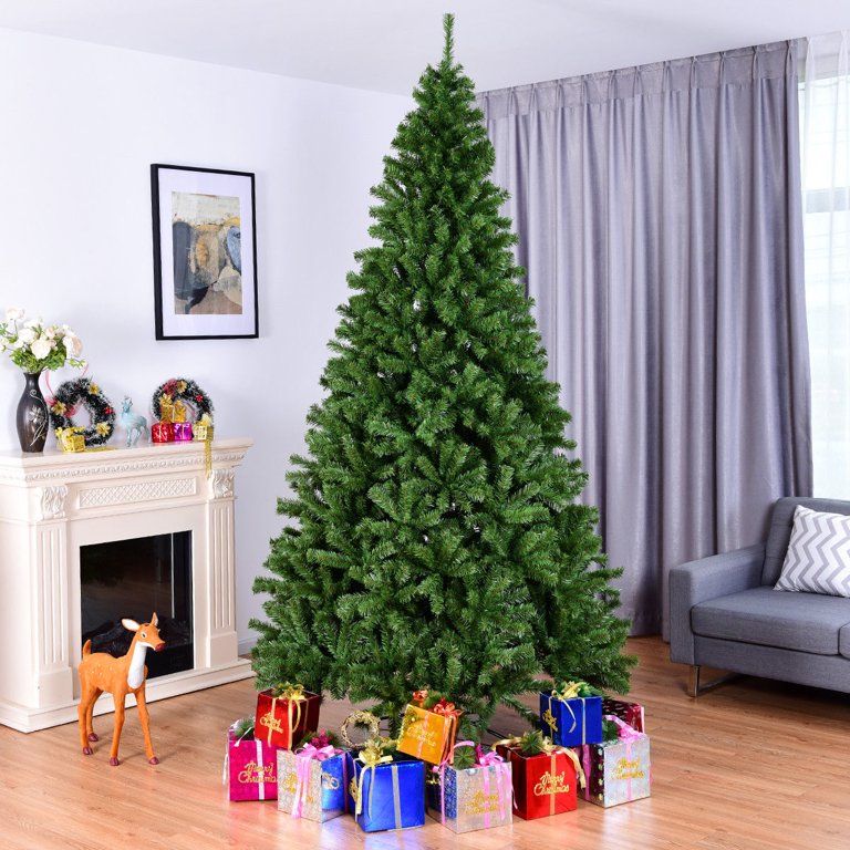 Costway 9FT PVC Christmas Tree 2132 Tips Hinged Solid Metal Legs - Walmart.com | Walmart (US)