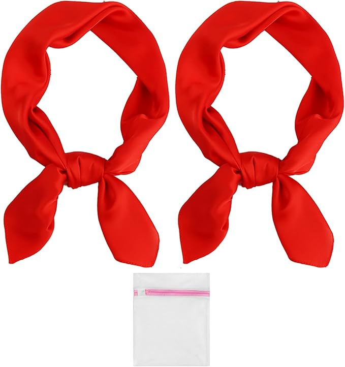 Asheyya 2PCS Red Scarf, 50s Retro Lightweight Red Neckerchief 27.5" | Amazon (UK)