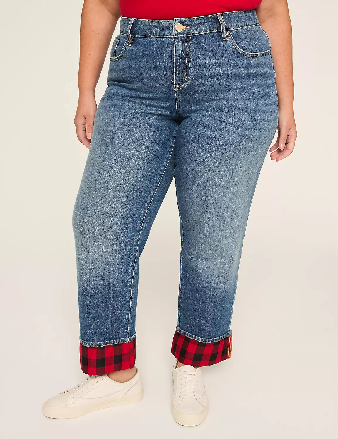 Boyfriend Fit Plaid-Cuff Jean | Lane Bryant (US)