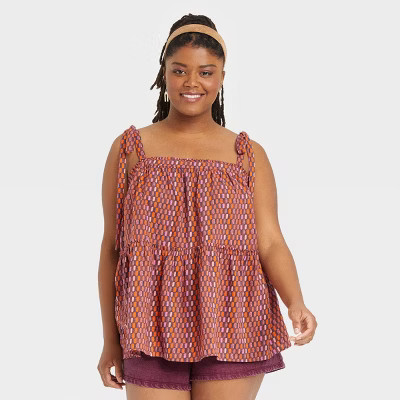 Women's Tie-Strap Tiered Tank Top - Universal Thread™ | Target