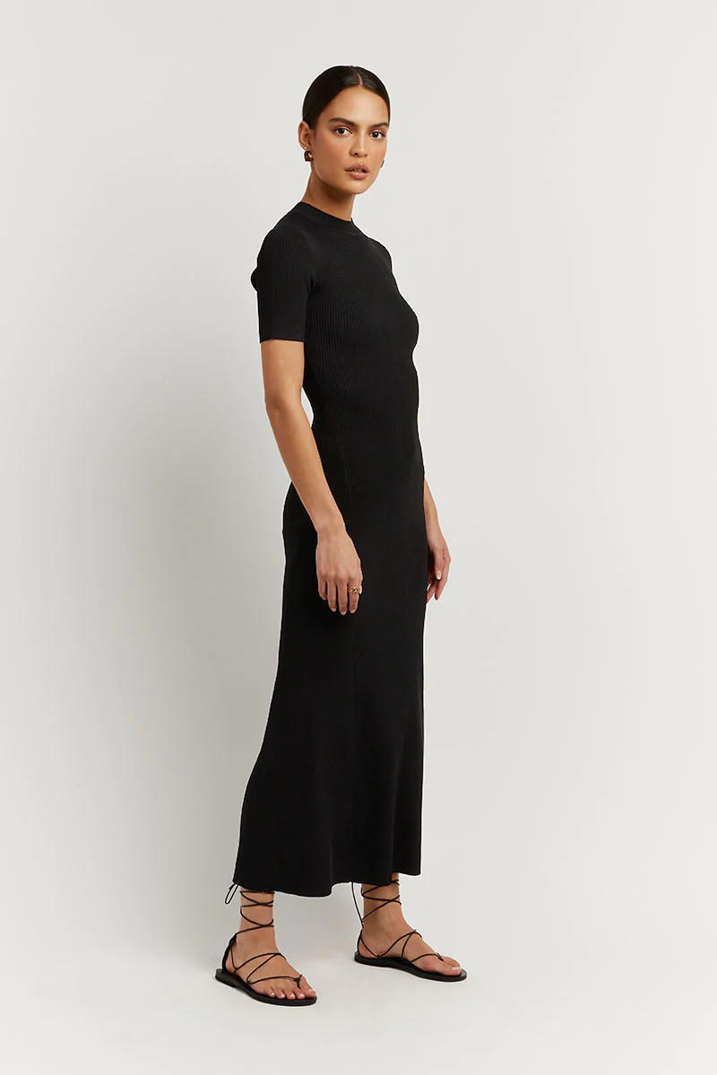 DONNA BLACK SLEEVED MIDI DRESS | DISSH