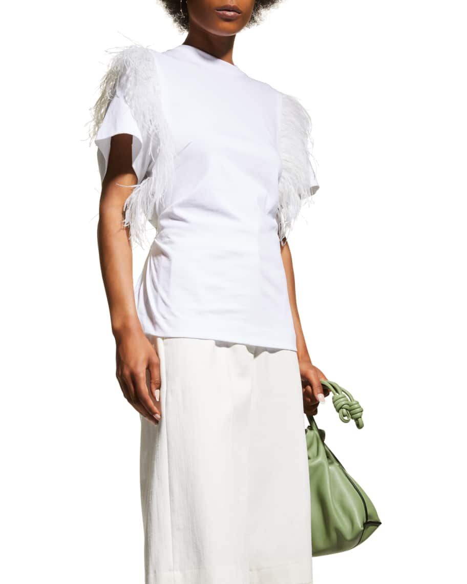 Tanya Taylor Lydia Feather Open-Waist Top | Neiman Marcus