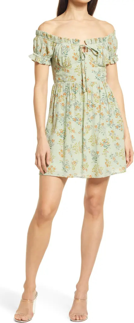All Heart Floral Print Off the Shoulder Minidress | Nordstrom