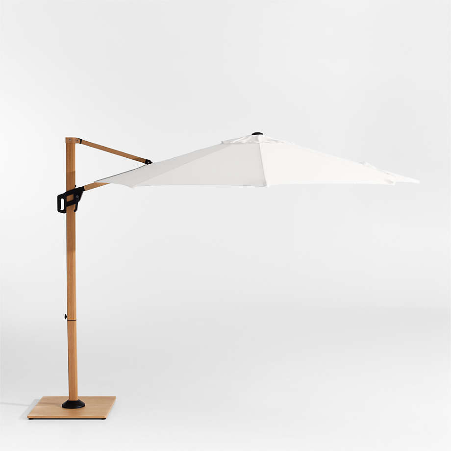 9' Square Canvas White Sunbrella Cantilever Outdoor Patio Umbrella with Black Metal Frame | Crate... | Crate & Barrel