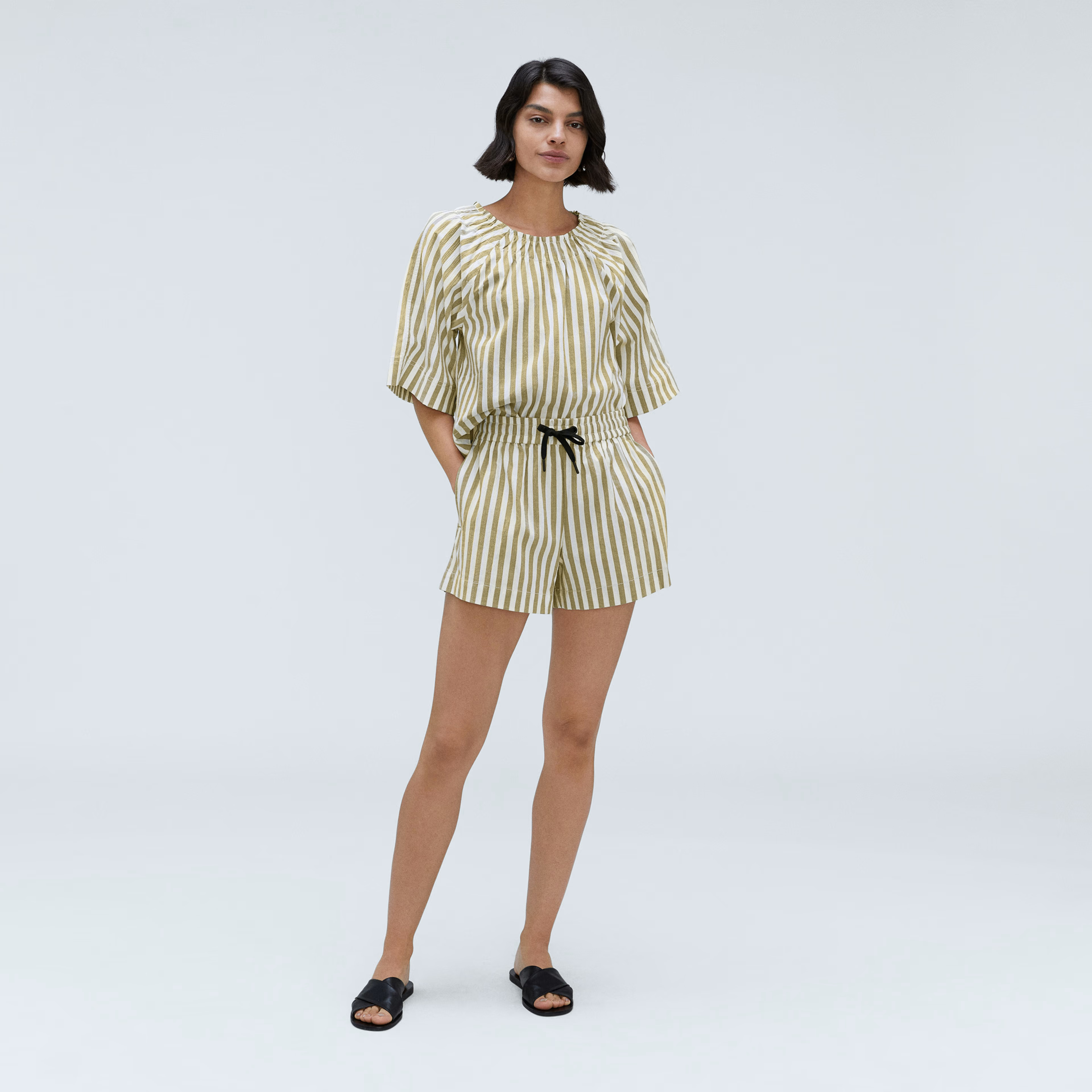 The Seersucker Gathered Tee | Everlane