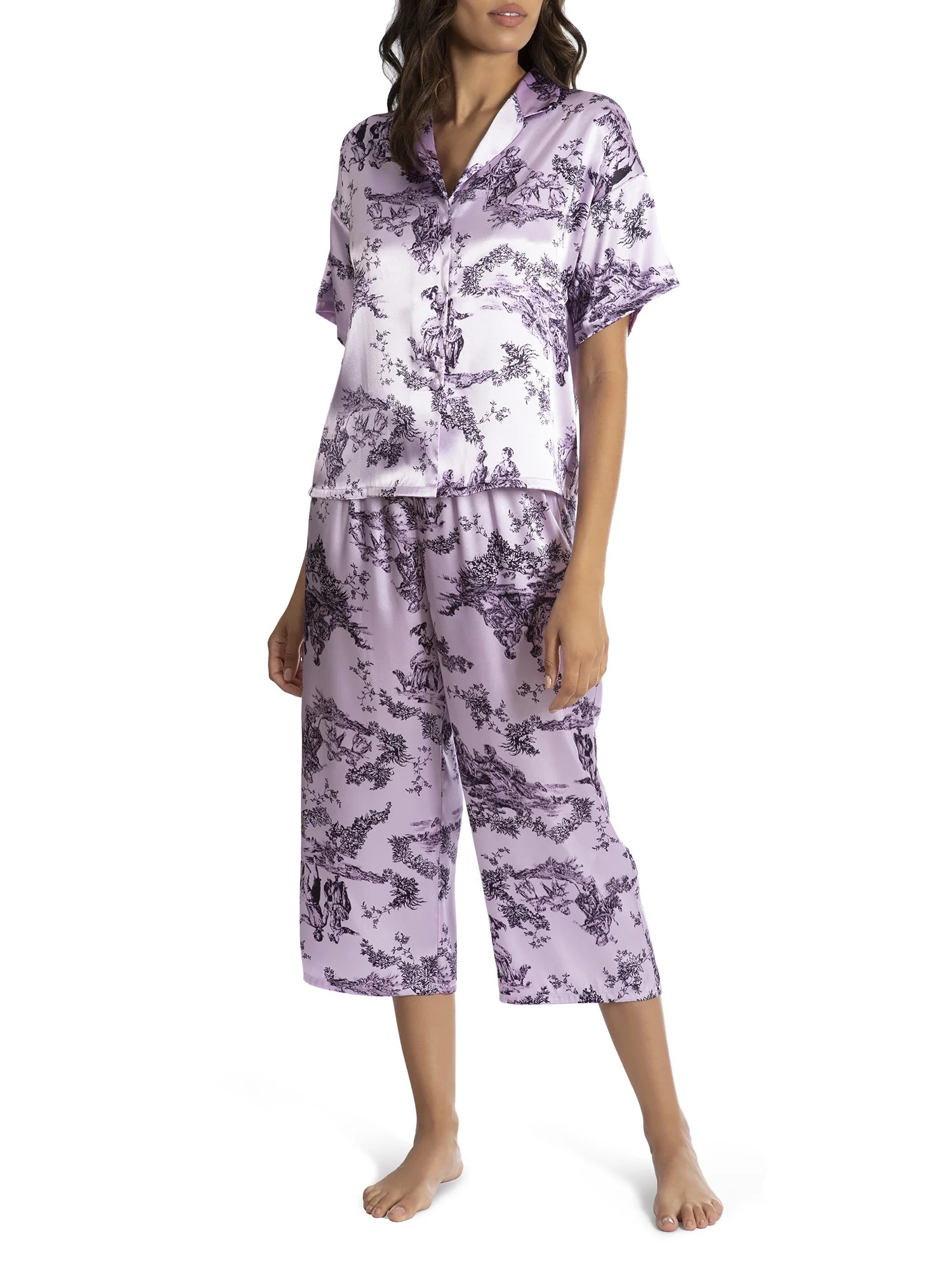 Secret Treasures Women’s and Women’s Plus Crop PJ Set | Walmart (US)