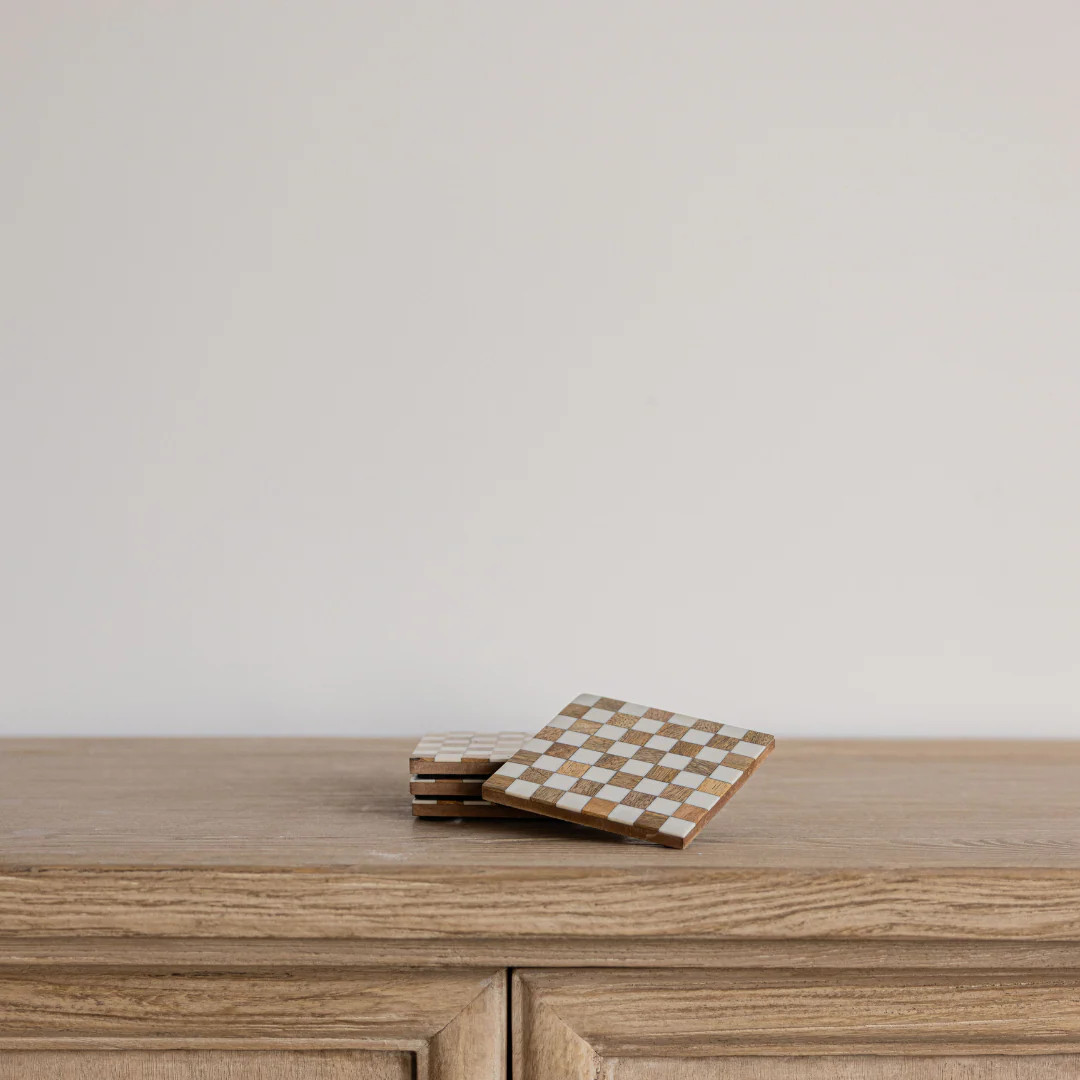 Checkered Wood & Resin Coasters | By Luxe B Co. | luxe bCO