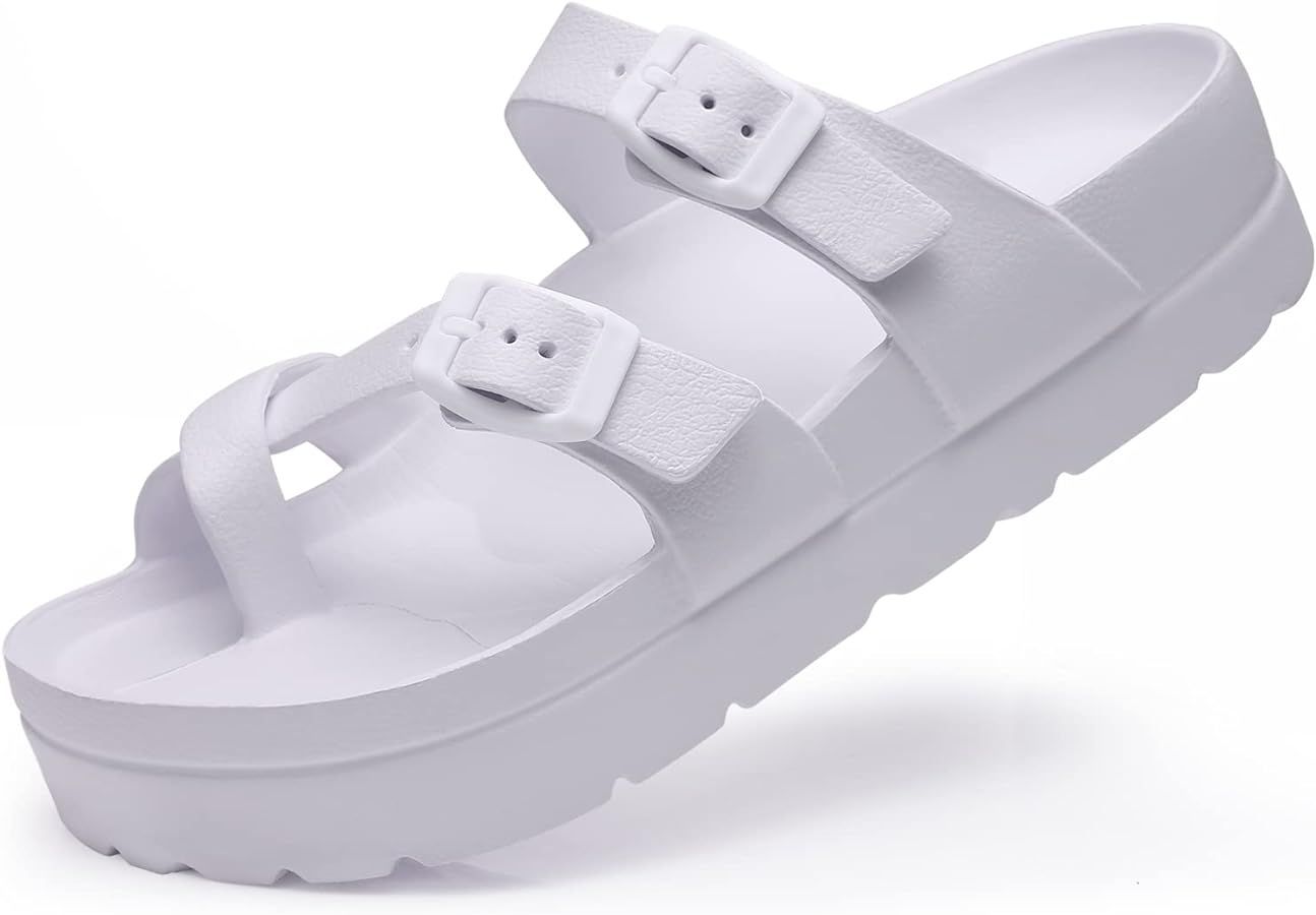 Women's Platform Sandals with Arch Support Comfortable Foam Slides Lightweight Thick Soles | Adju... | Amazon (US)