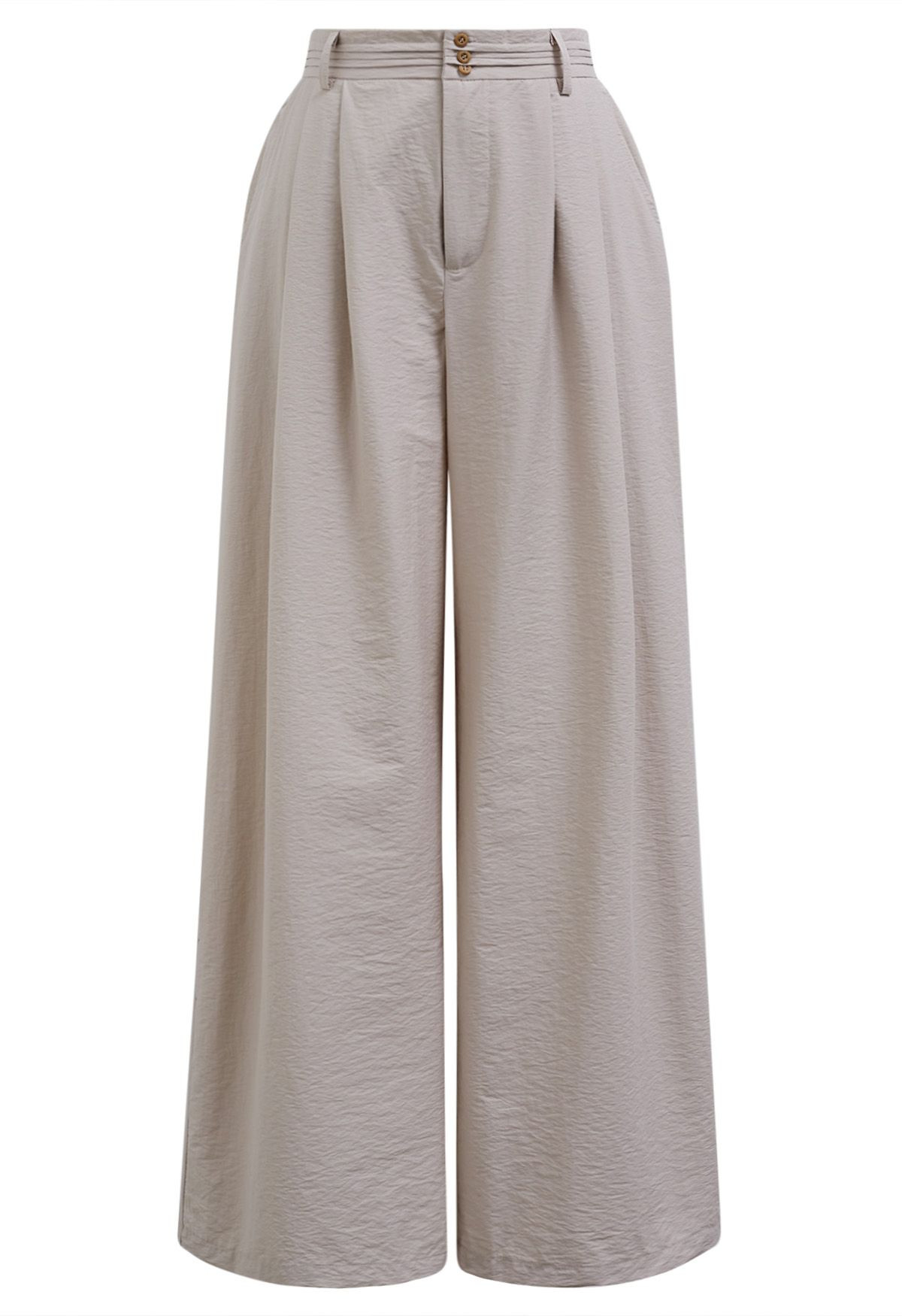 Pintuck Detail Wide-Leg Pants in Dusty Pink | Chicwish