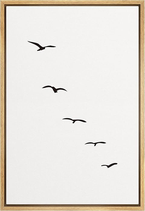 SIGNFORD Framed Canvas Print Wall Art Minimalist Composition of Flock of Birds Abstract Wildernes... | Amazon (US)