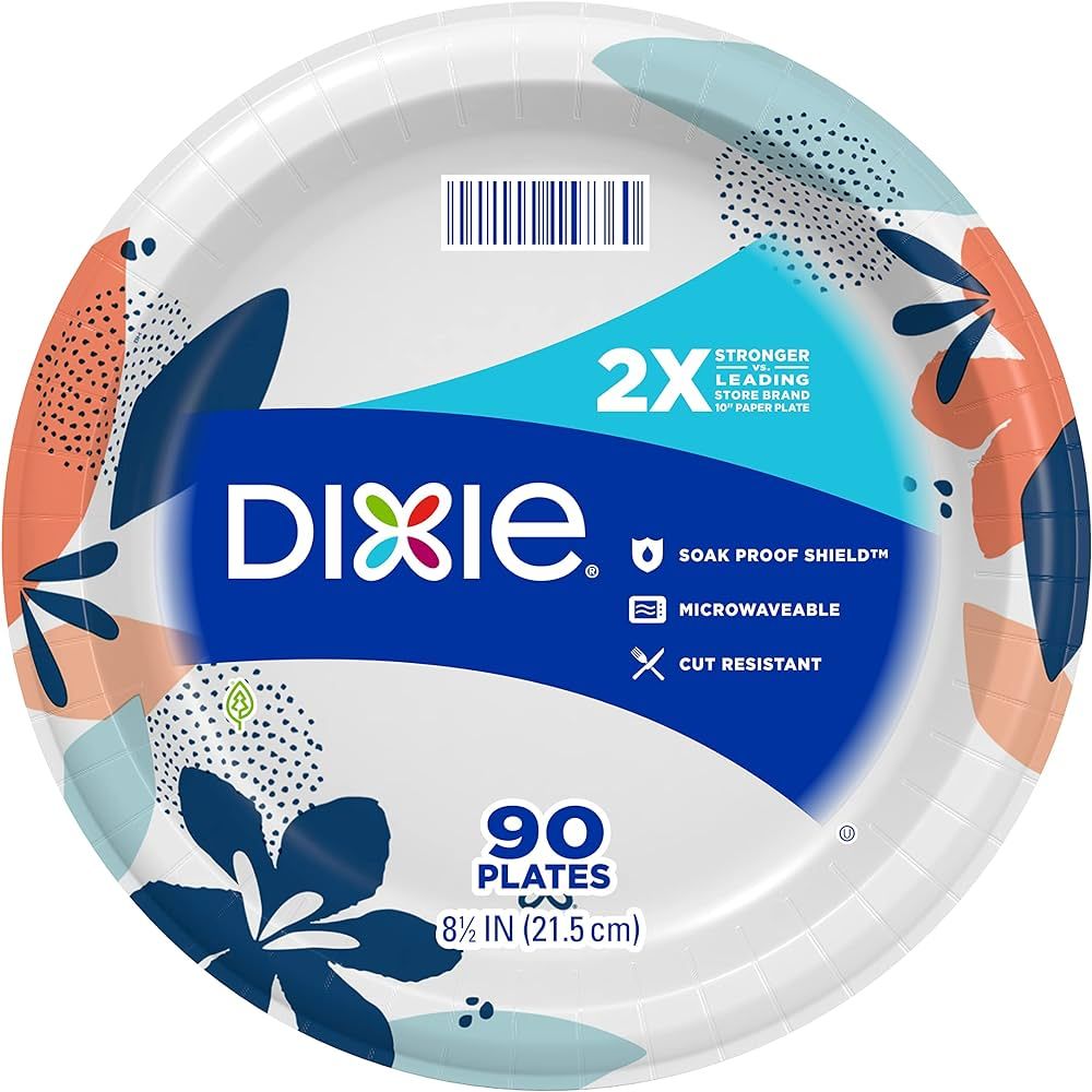 Dixie Paper Plates, 8 ½ inch, Lunch or Light Dinner Size Printed Disposable Plate, Packaging and... | Amazon (US)