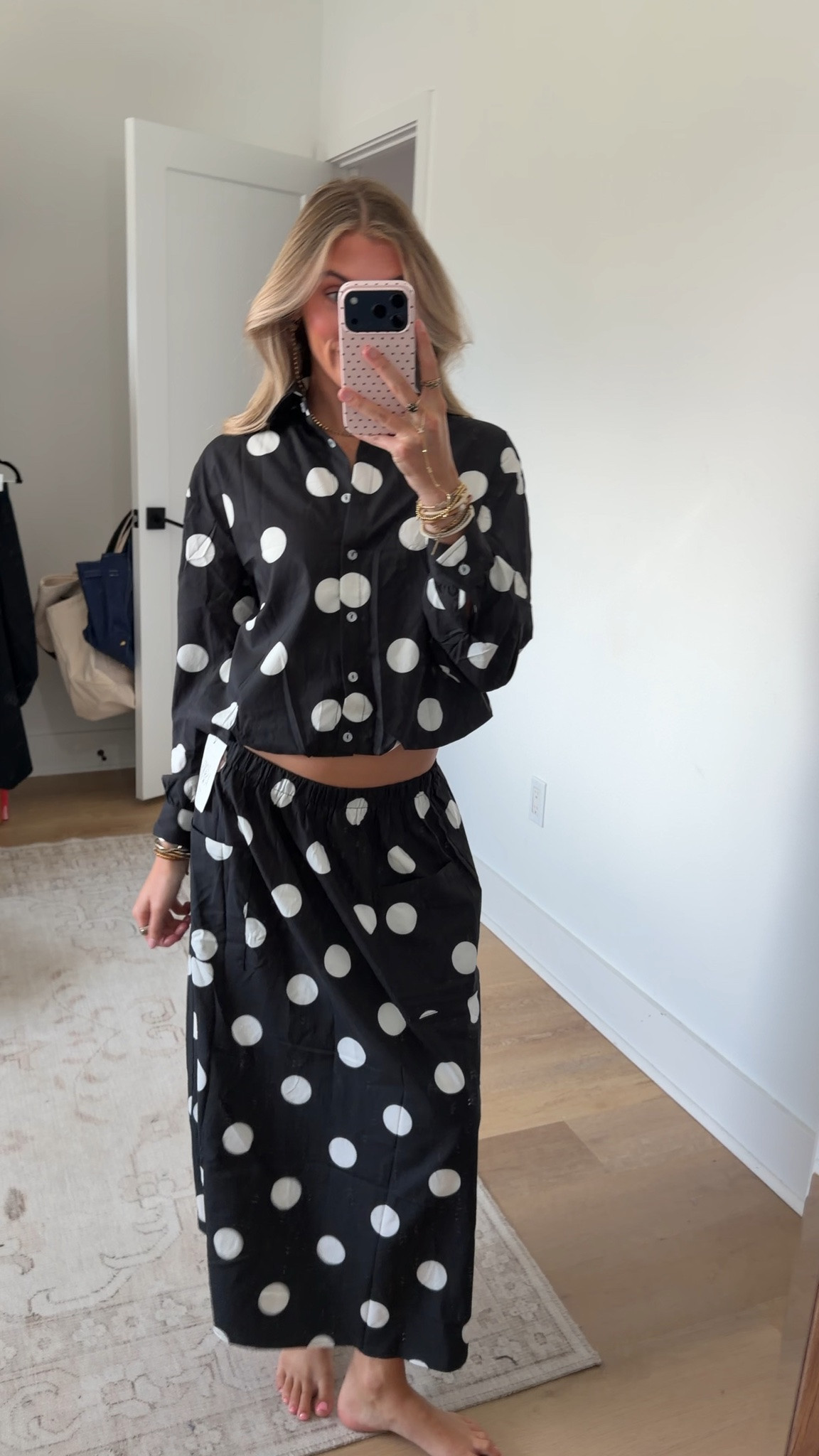 Amazon size small Tankaneo Womens Polka Dot 2 Piece Skirt Sets Long Sleeve Dress Matching Set
Polka Dot ,Long Sleeve, Button Down, Ruched Hem Jackets, A-Line Dress, Matching Sets