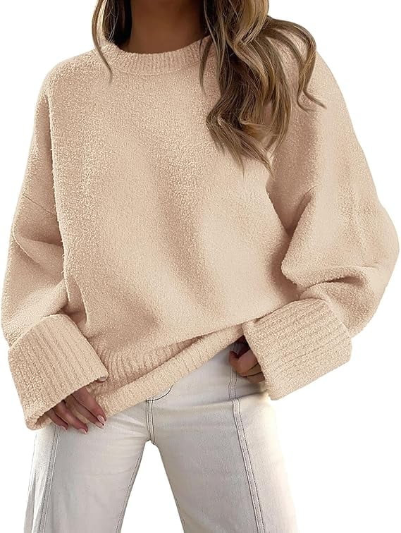 PRETTYGARDEN Women's Fall Oversized Sweaters Casual Crewneck Pullover Long Sleeve Fuzzy Chunky Kn... | Walmart (US)