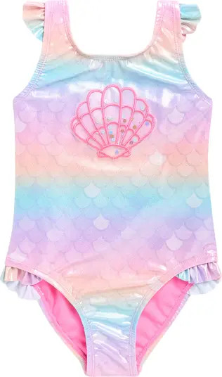 Breaking Waves Kids' 3D Shell Ombré One-Piece Swimsuit | Nordstromrack | Nordstrom Rack