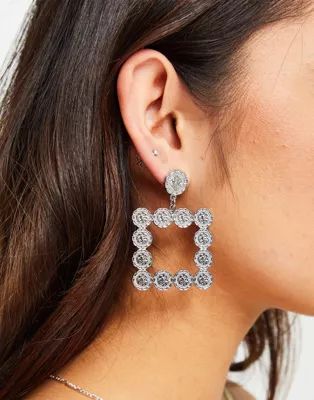 Topshop coin square drop earrings in silver | ASOS (Global)