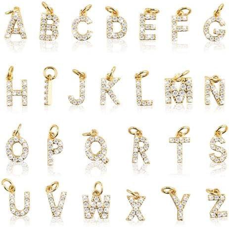 26Pcs 18K Gold Filled A-Z Alphabet Letters Charms for Jewelry Making, Initial A-Z Alphabet Charm ... | Amazon (US)