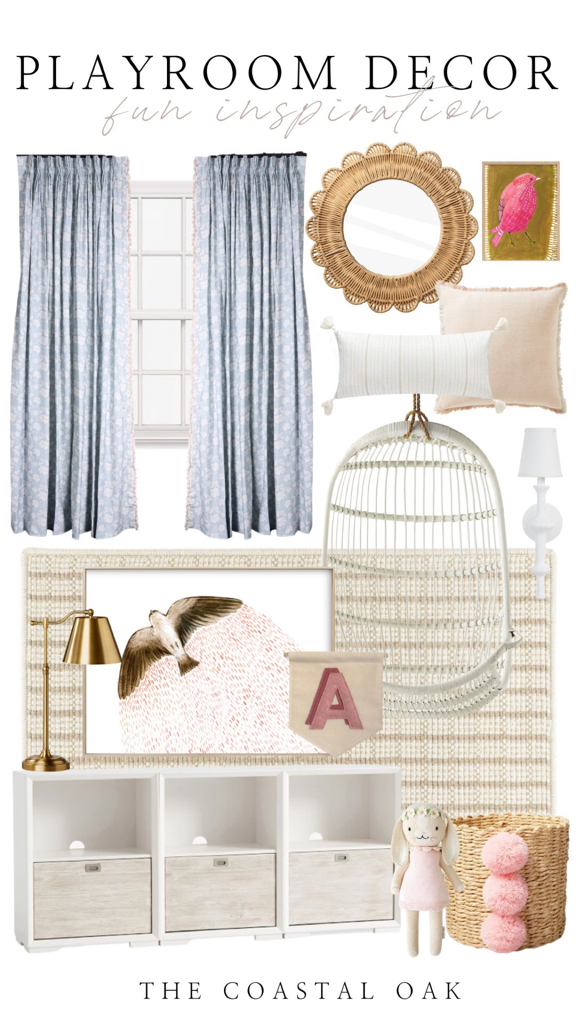Playroom decor inspiration.

#kidsroom #coastalhome #coastal #dashandalbert #annieselke #rattan #swing 

#LTKsalealert #LTKhome #LTKkids