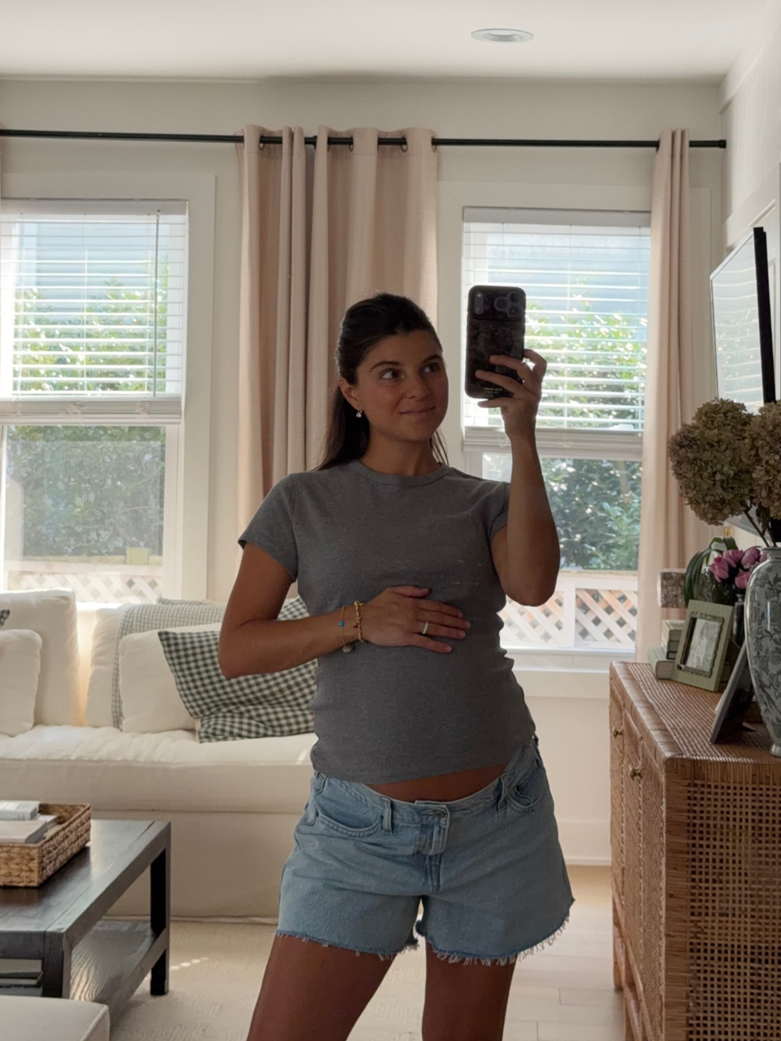 code AFVIVIANE for extra 15% off! wearing medium in top (100% cotton!) - need this in all colors, so classic and COMFORTABLE and fits the bump + can wear postpartum. and 29 in shorts - fitting great at 32 weeks.

#LTKSaleAlert #LTKBump #LTKPetite