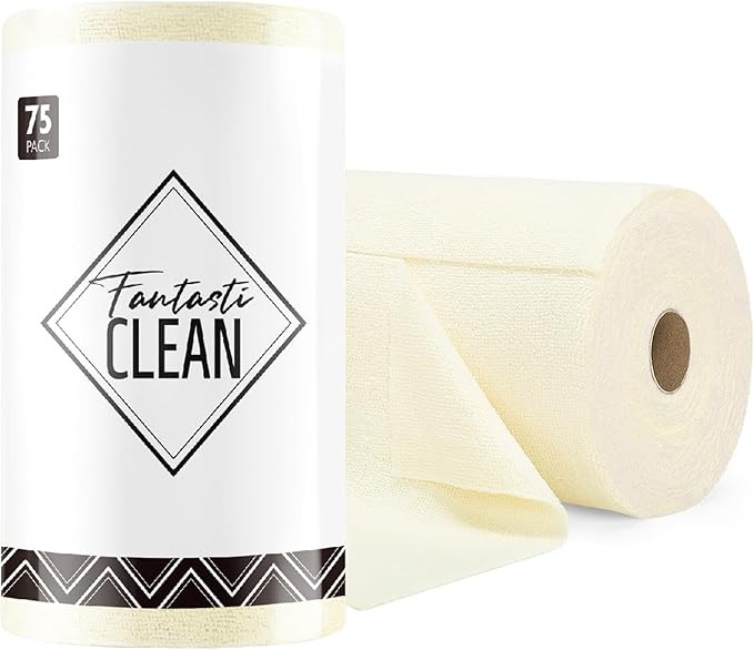 Fantasticlean Microfiber Cleaning Cloth Roll -75 Pack, Tear Away Microfiber Towels, 12" x 12", Re... | Amazon (US)