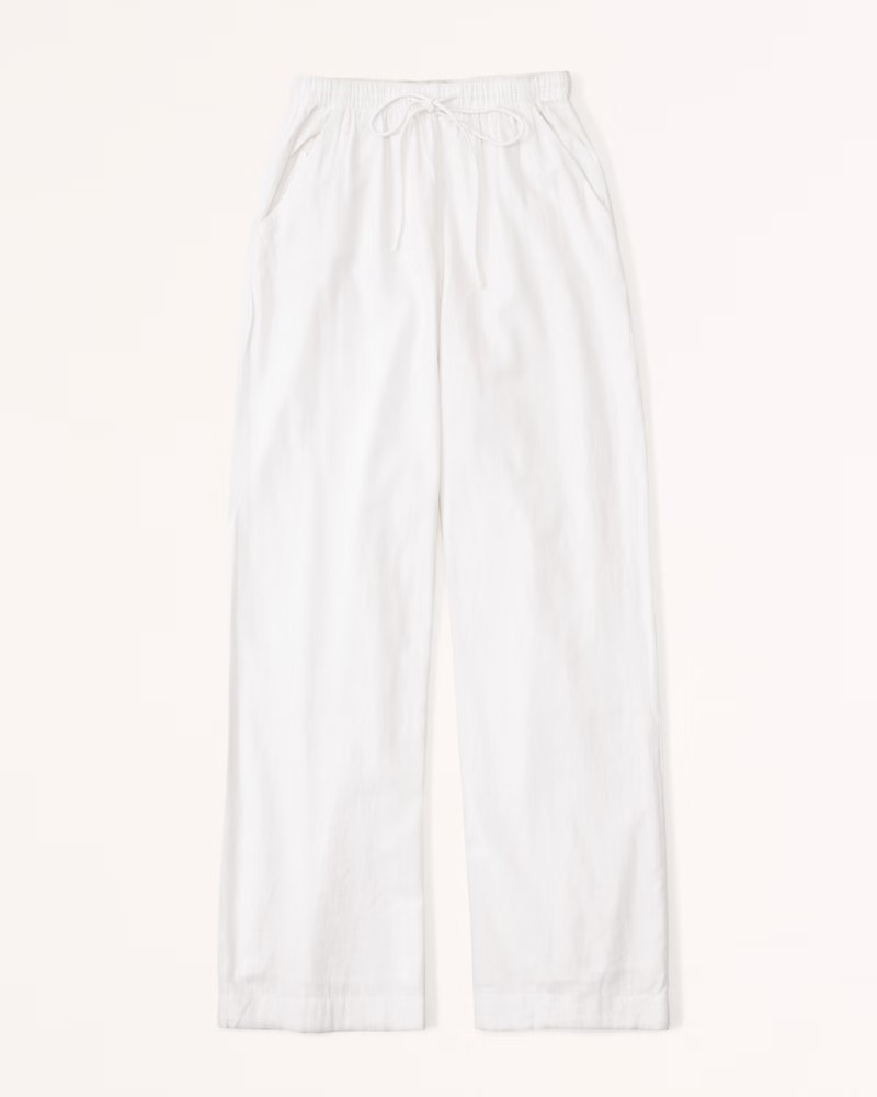 Linen-Blend Pull-On Wide Leg Pant | Abercrombie & Fitch (US)