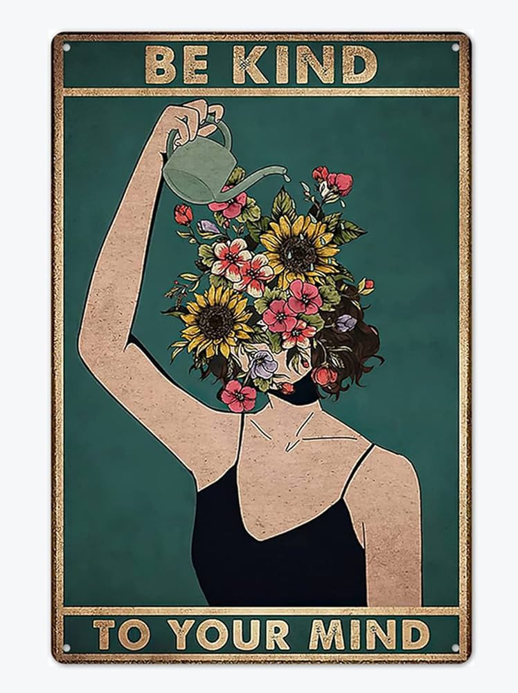 Fmcmly Be Kind to Your Mind Vintage Tin Signs Hippie Boho Wall Art Encouragement Gifts for Women ... | Amazon (US)
