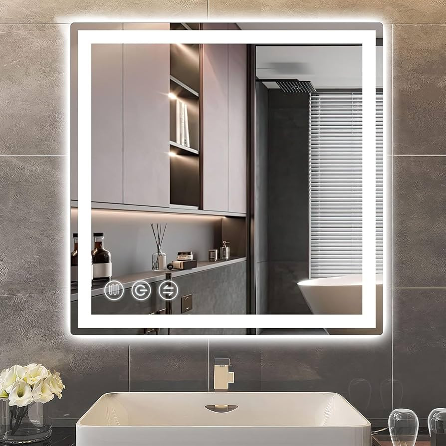 Bathroom Mirror with Led Lights for Wall, 24*24 Smart Mirror Bathroom, Front and Backlit Wall Mir... | Amazon (US)