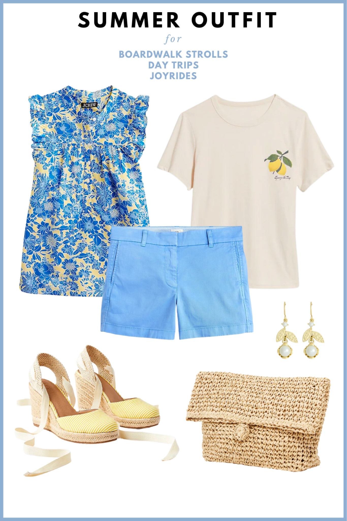 Summer outfit 2023 // casual summer outfit, sleeveless top, 4” short, espadrilles, drop earring, woven clutch, summer T-shirt // summer shorts, cute summer outfit 

#LTKunder50 #LTKstyletip #LTKSeasonal