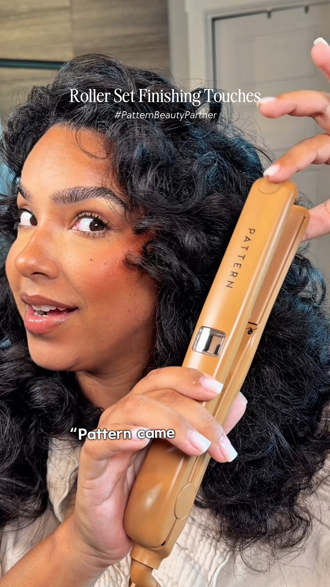 #PatternBeautyPartner a roller set + flat iron combo for the GURLZ! Roller setting isn’t just a styling method, but a stretching method! You can totally roller set before a silk press and let me tell you, it just hits different!

Plus, when @PatternBeauty asks you to test out their new flat iron - YOU SAY YES! Because they didn’t just give us another ceramic flat iron, okay?! The vibrating plates on this flat iron give you the ability to skip using a comb while pressing (the vibrating plates do it for you!)

I used the Repair360 Leave-In Foam® + Blowout Primer to set my hair and the results 🙌🏽