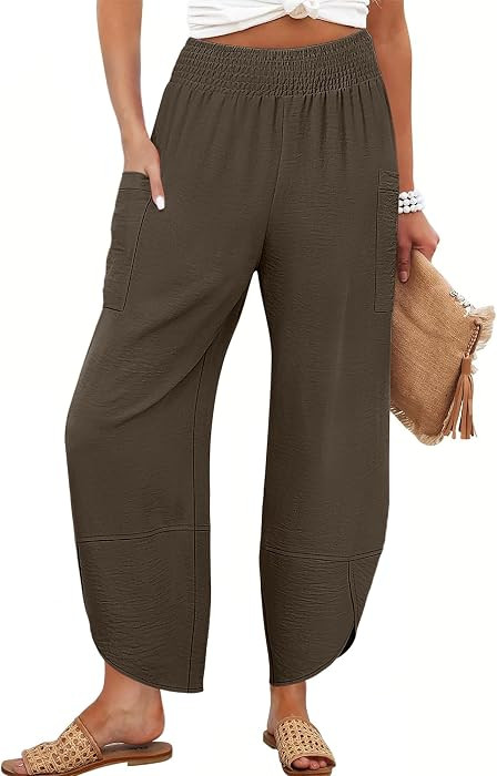 ANRABESS Womens Wide Leg Palazzo Capri Barrel Pants | Amazon (US)