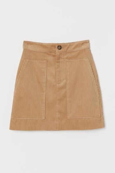 Corduroy skirt - Beige - Ladies | H&M GB | H&M (UK, MY, IN, SG, PH, TW, HK)