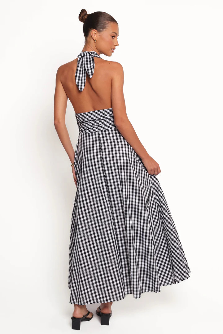 Solene Maxi Halterneck Dress - Black/White | Petal & Pup (US)