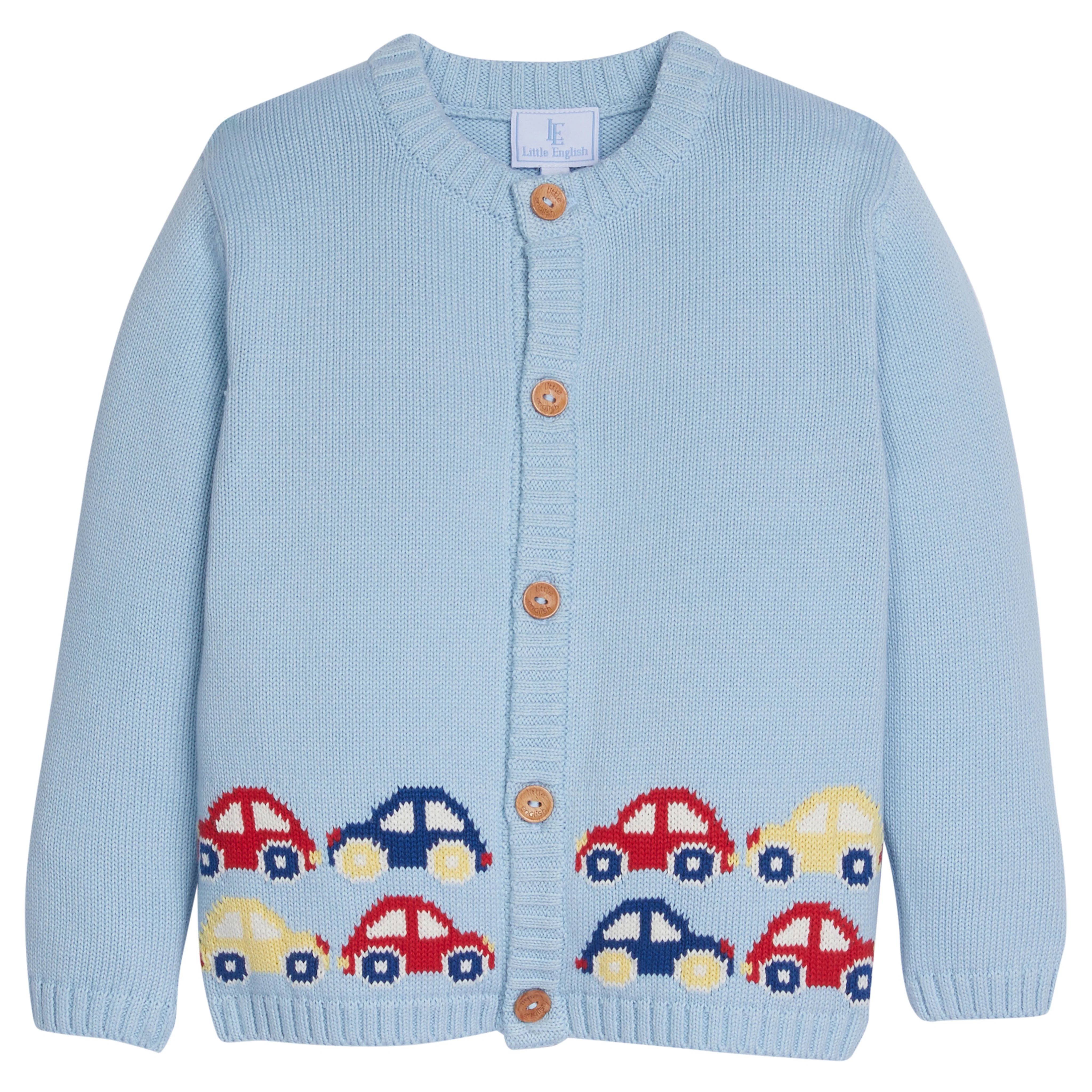 Stacked Cars Cardigan - Baby Boy's Soft Sweater | Little English