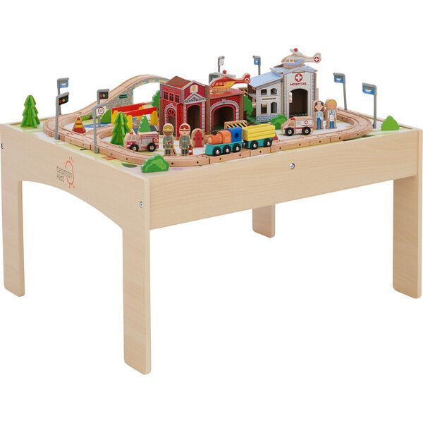 Preschool Play Lab Toys Country Train and Table Set, Wood - Teamson Kids Vehicles & Trains | Mais... | Maisonette