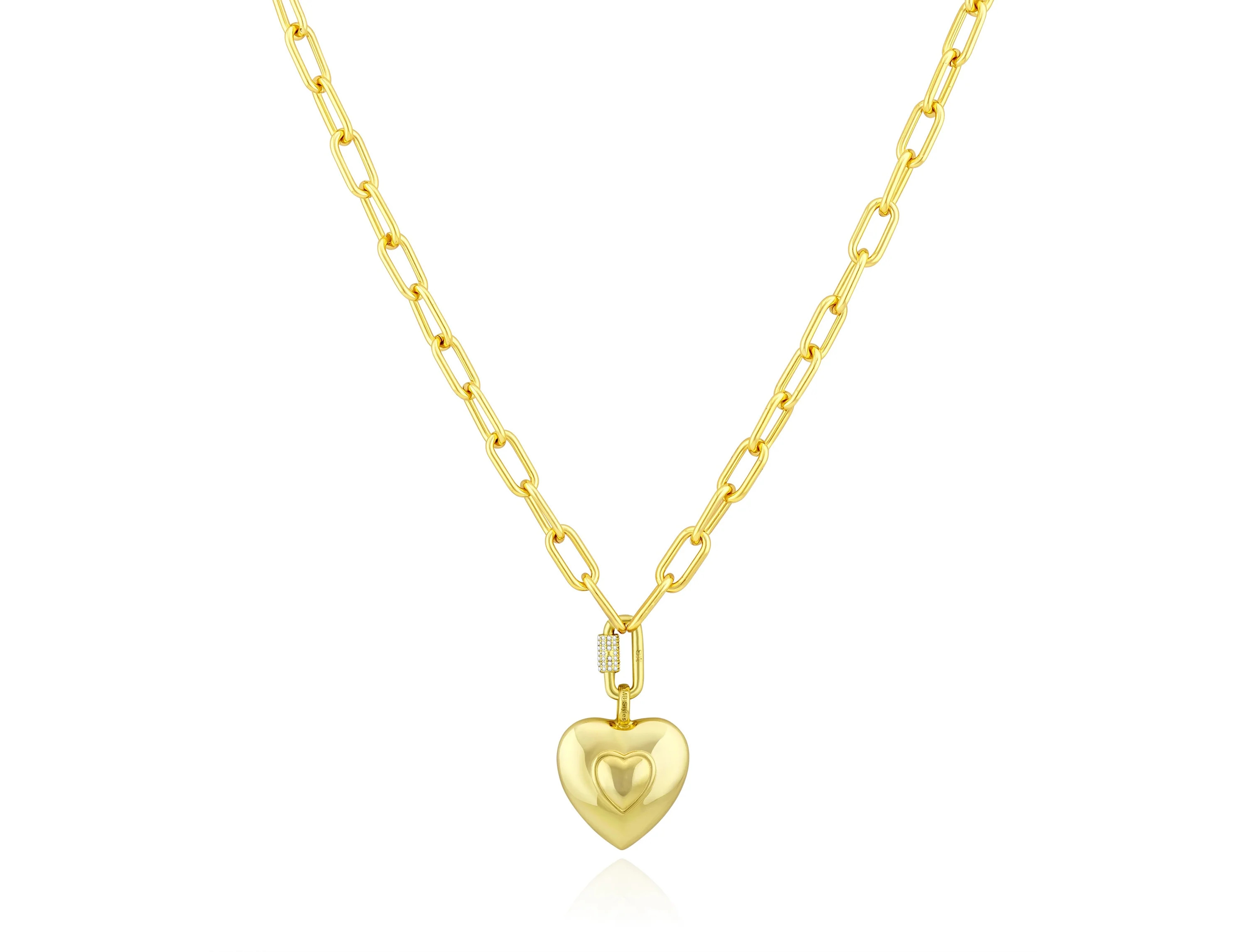 MB Puffy 18" Heart Necklace | MB Styles