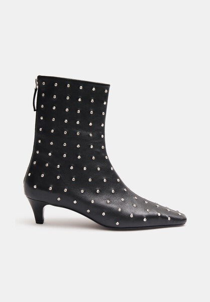 Diamante Studded Leather Ankle Boots | Hush UK