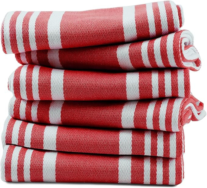 TEXAS LINEN CO. American Stripe Kitchen Towels 100% Cotton Pack of 6, Highly Absorbent Quick Dryi... | Amazon (US)