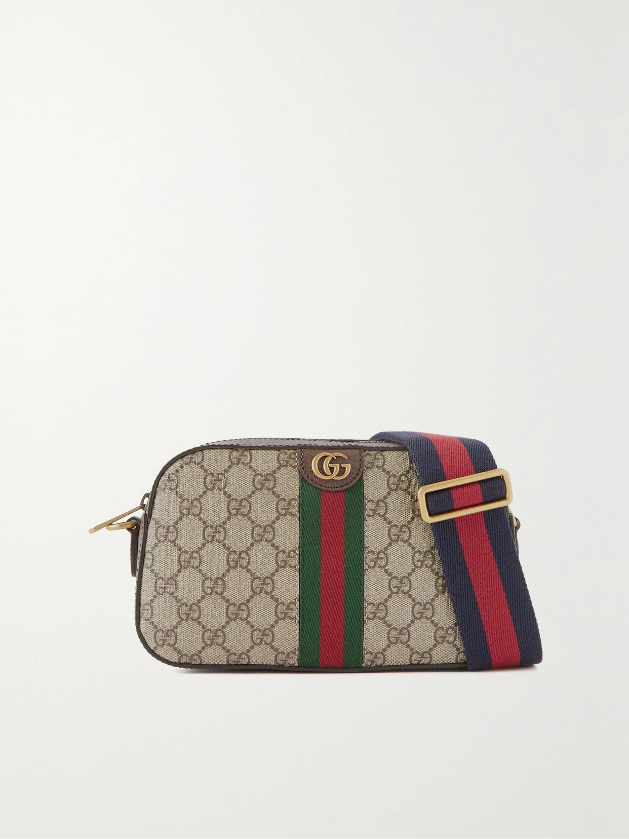 Gucci - Ophidia Leather-trimmed Printed Coated-canvas Shoulder Bag - Neutrals | NET-A-PORTER (US)