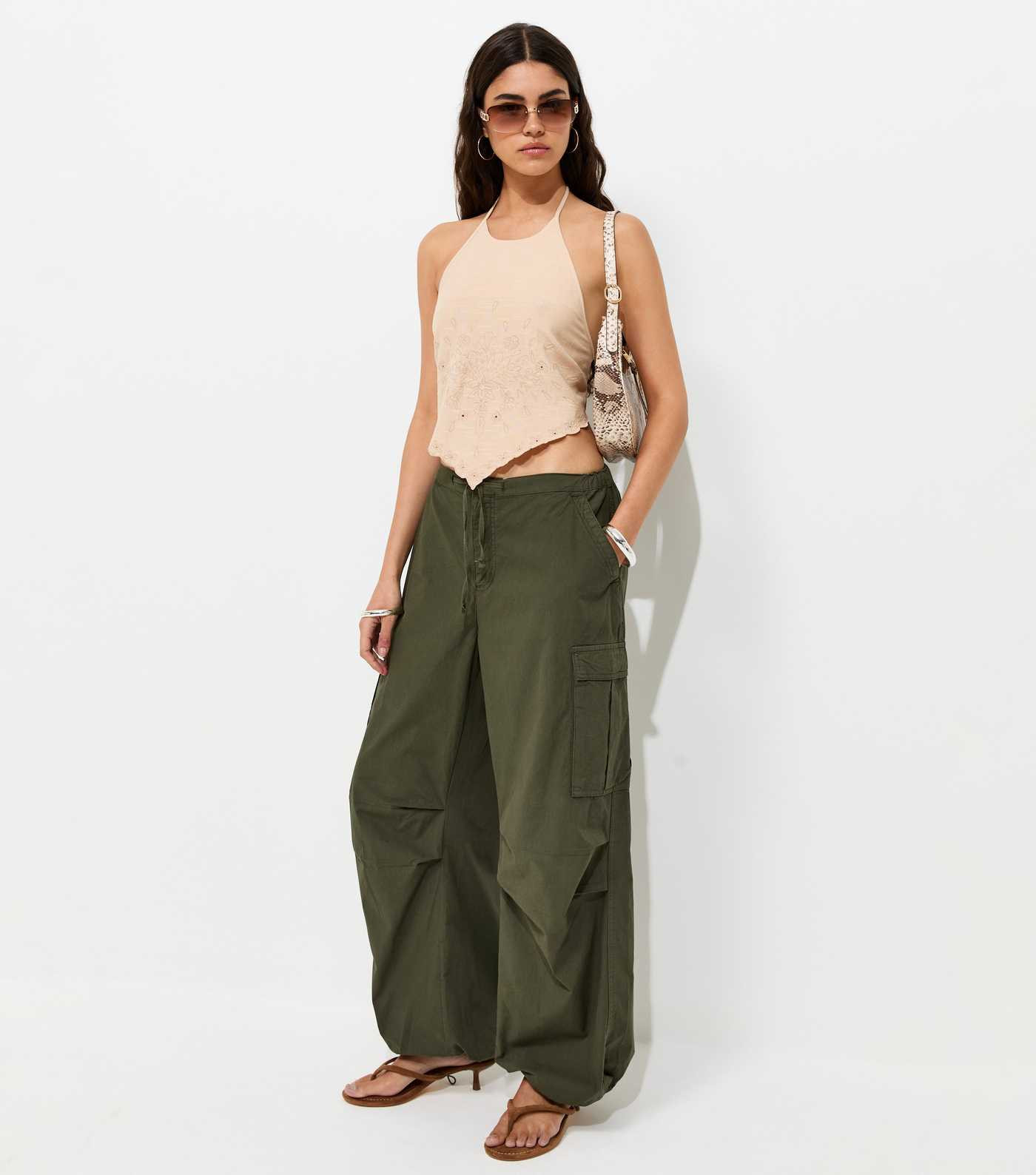 Dark Khaki Cargo Pocket Parachute Trousers | New Look | New Look (UK)